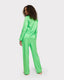 Satin Jacquard Stripe Long Pyjama Set - Green