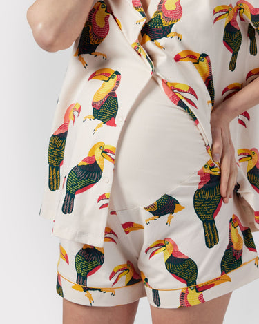 Maternity Organic Cotton Toucan Print Button Up Short Pyjama Set