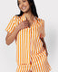 Organic Cotton Stripe Short Pyjama Set - Orange & White