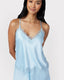 Satin Lace Trim Cami Short Pyjama Set - Pastel Blue