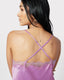Satin Lace Trim Cami Short Pyjama Set - Lavender