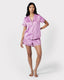 Satin Lace Trim Short Pyjama Set - Lavender