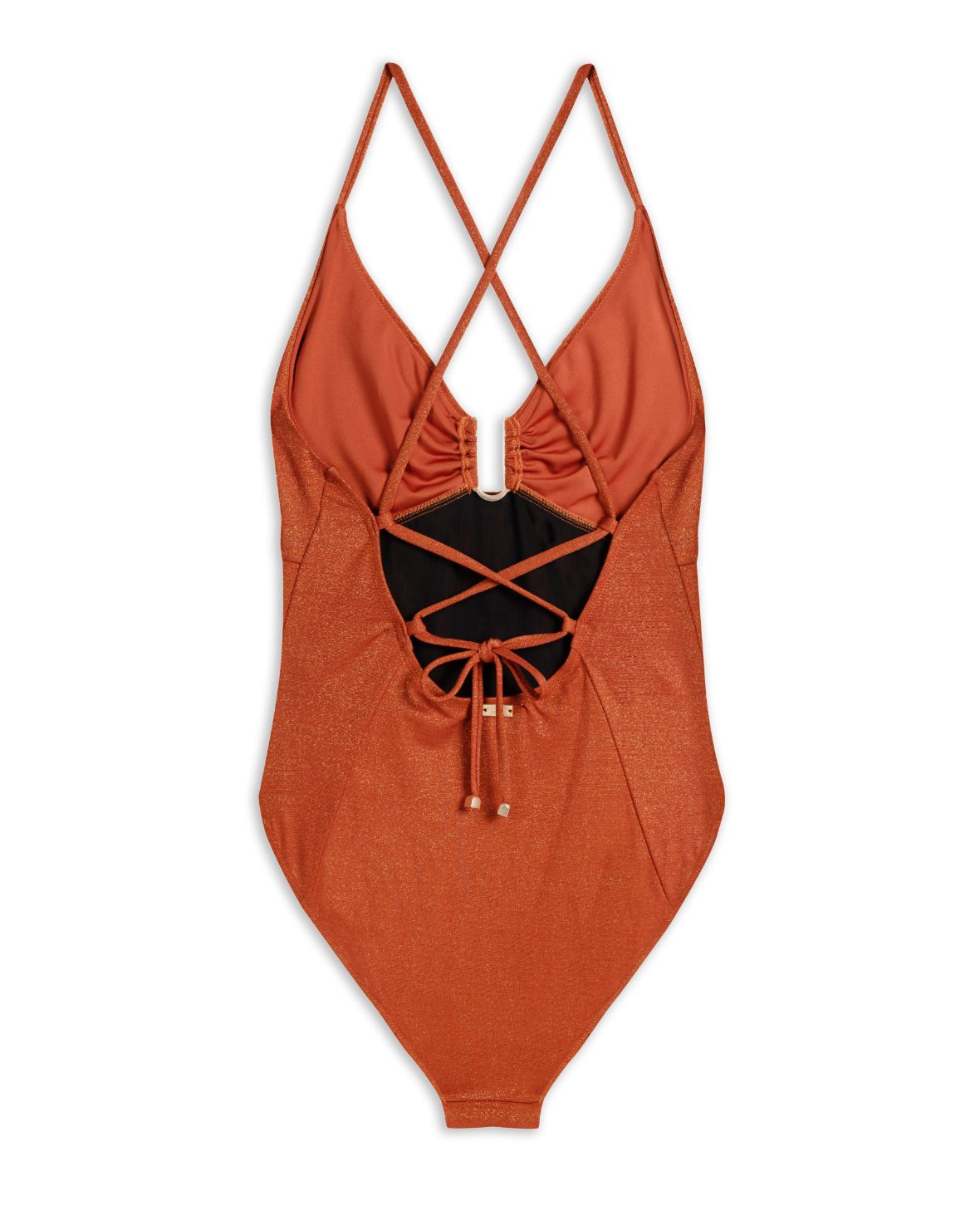 Metallic Lace Up Back Swimsuit