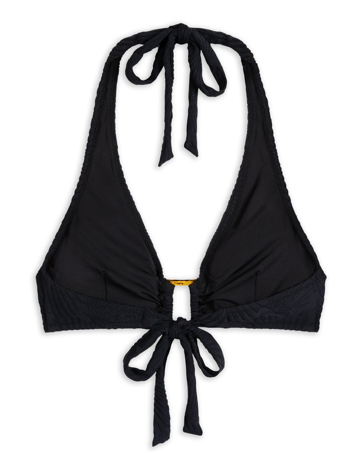 Jacquard Shell Halterneck Bikini Top - Black