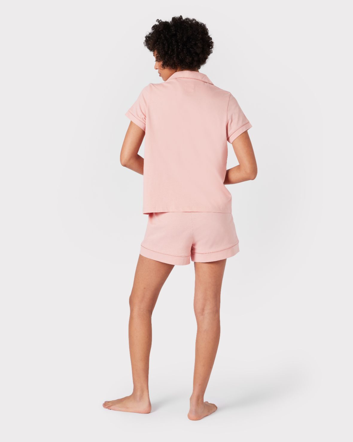 Organic Button Up Short Pyjama Set - Pink