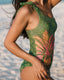 Palm Print One-Shoulder Swimsuit