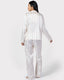Satin Jacquard Stripe Long Pyjama Set - Ivory