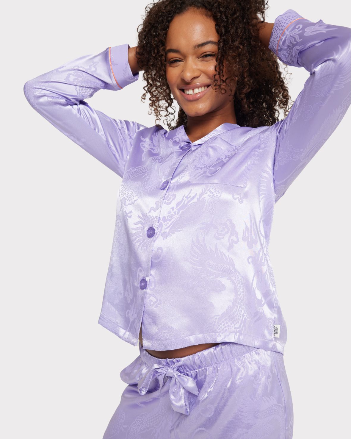 Satin Jacquard Dragon Long Pyjama Set