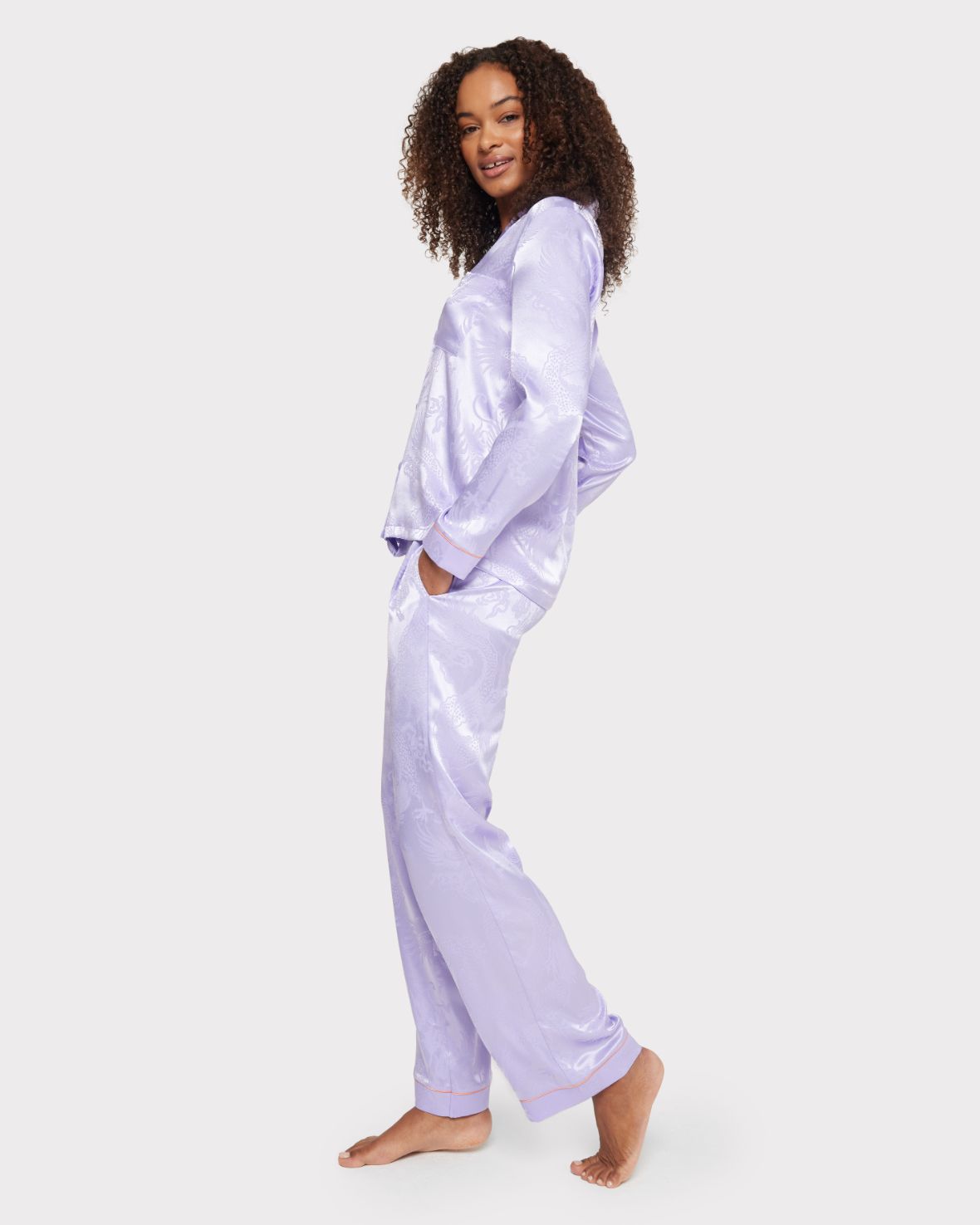 Satin Jacquard Dragon Long Pyjama Set