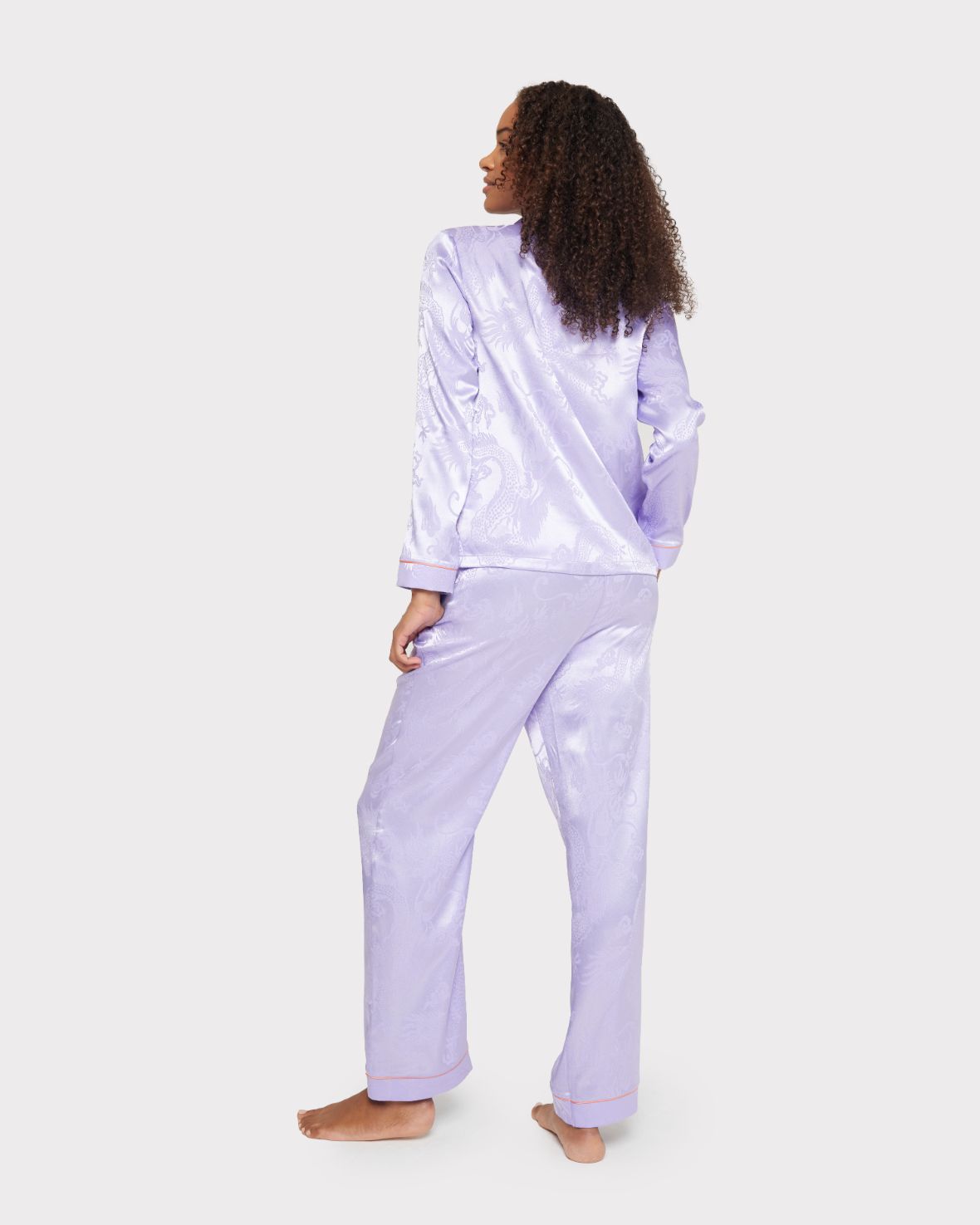 Satin Jacquard Dragon Long Pyjama Set