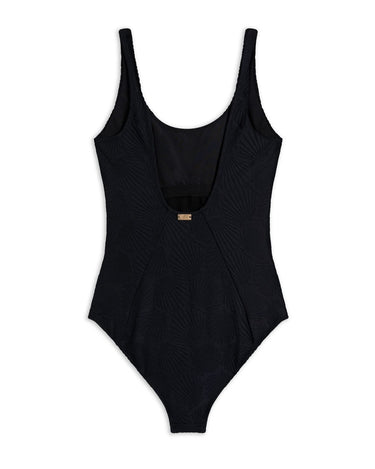 Jacquard Shell Swimsuit - Black