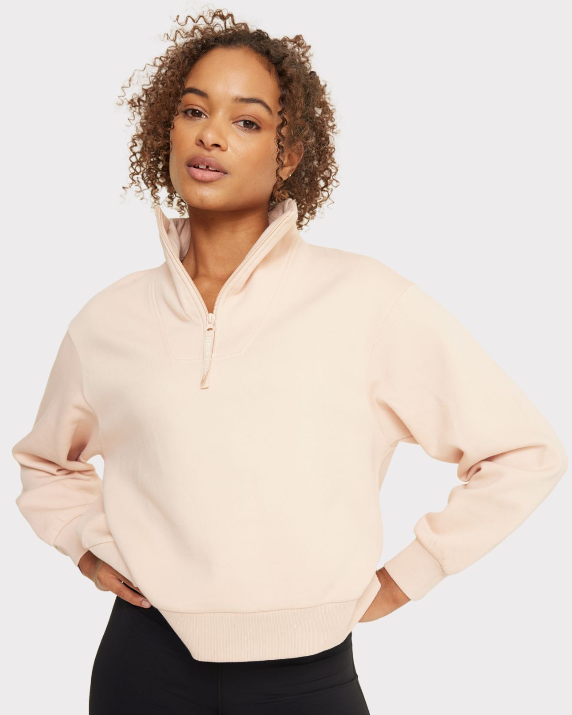 Quarter-Zip Sweatshirt - Pastel Pink