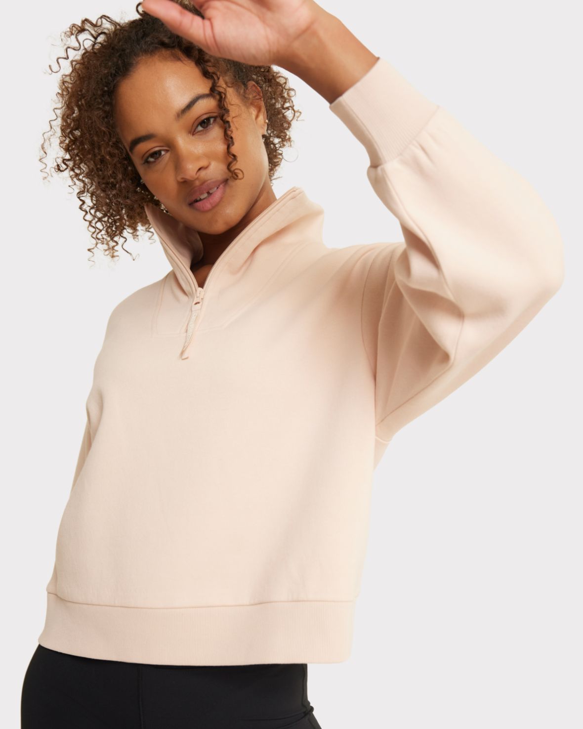 Quarter-Zip Sweatshirt - Pastel Pink