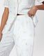 Cotton Cheesecloth Foil Star Print Long Pyjama Set - White
