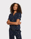 Cotton Cheesecloth Foil Star Print Long Pyjama Set - Navy