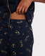 Cotton Cheesecloth Foil Star Print Long Pyjama Set - Navy