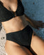 Jacquard Shell High Waisted Bikini Bottoms - Black