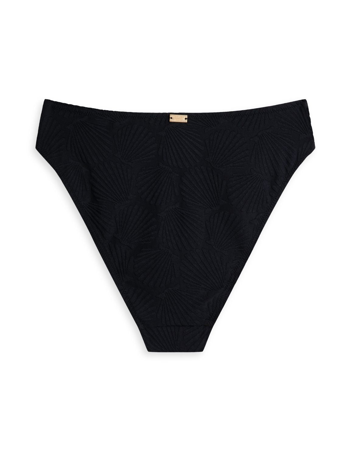 Jacquard Shell High Waisted Bikini Bottoms - Black