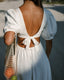 Linen-Blend Puff Sleeve Maxi Dress - White