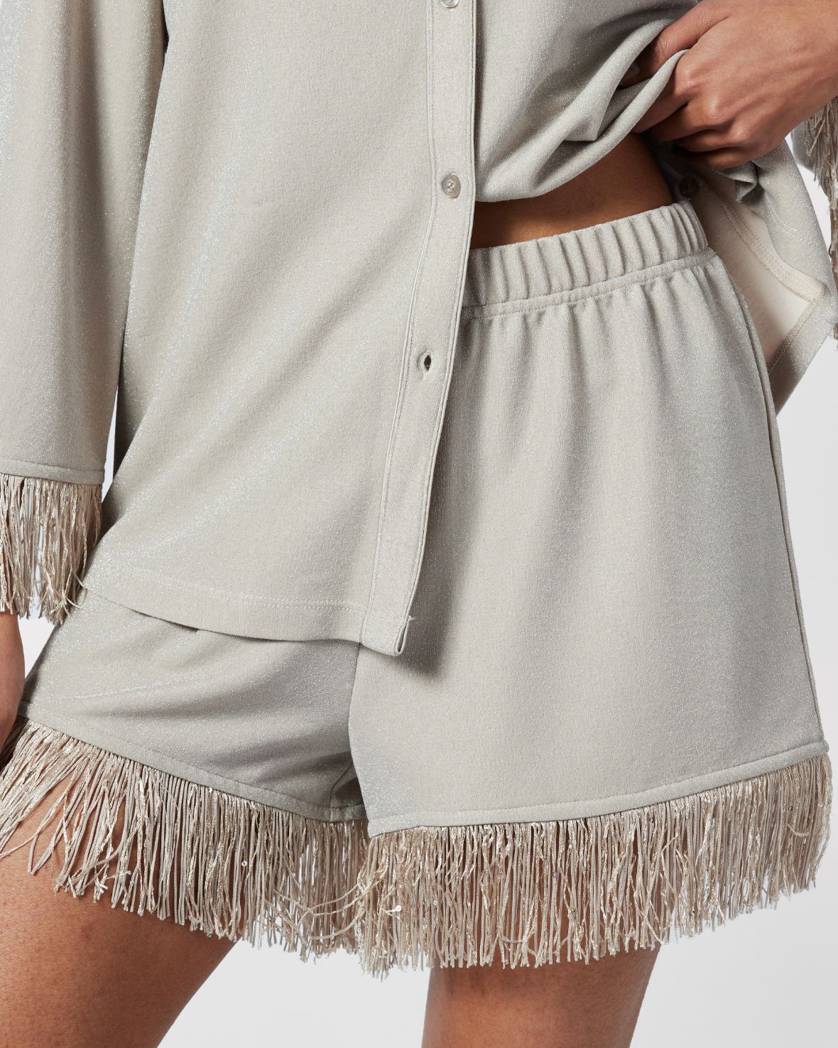 Sparkle Fringe-Trim Short Pyjama Set