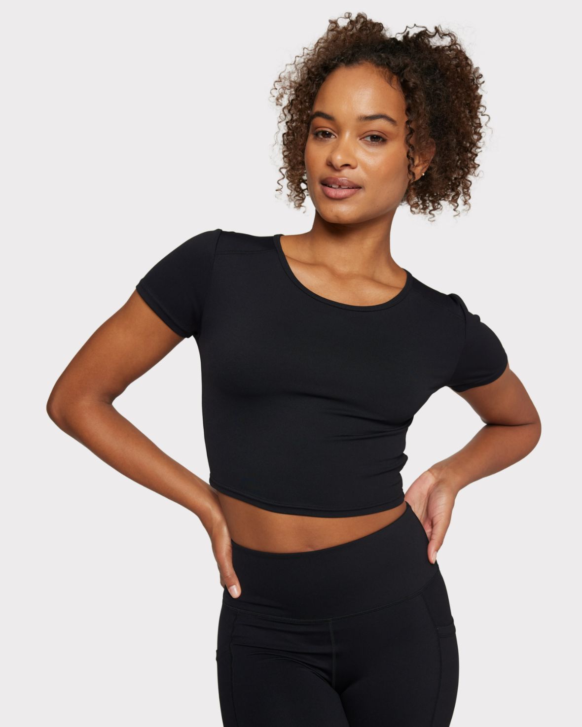 Soft + Stretch Crewneck Crop Top - Black