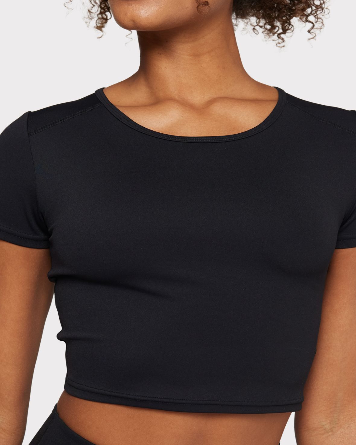 Soft + Stretch Crewneck Crop Top - Black