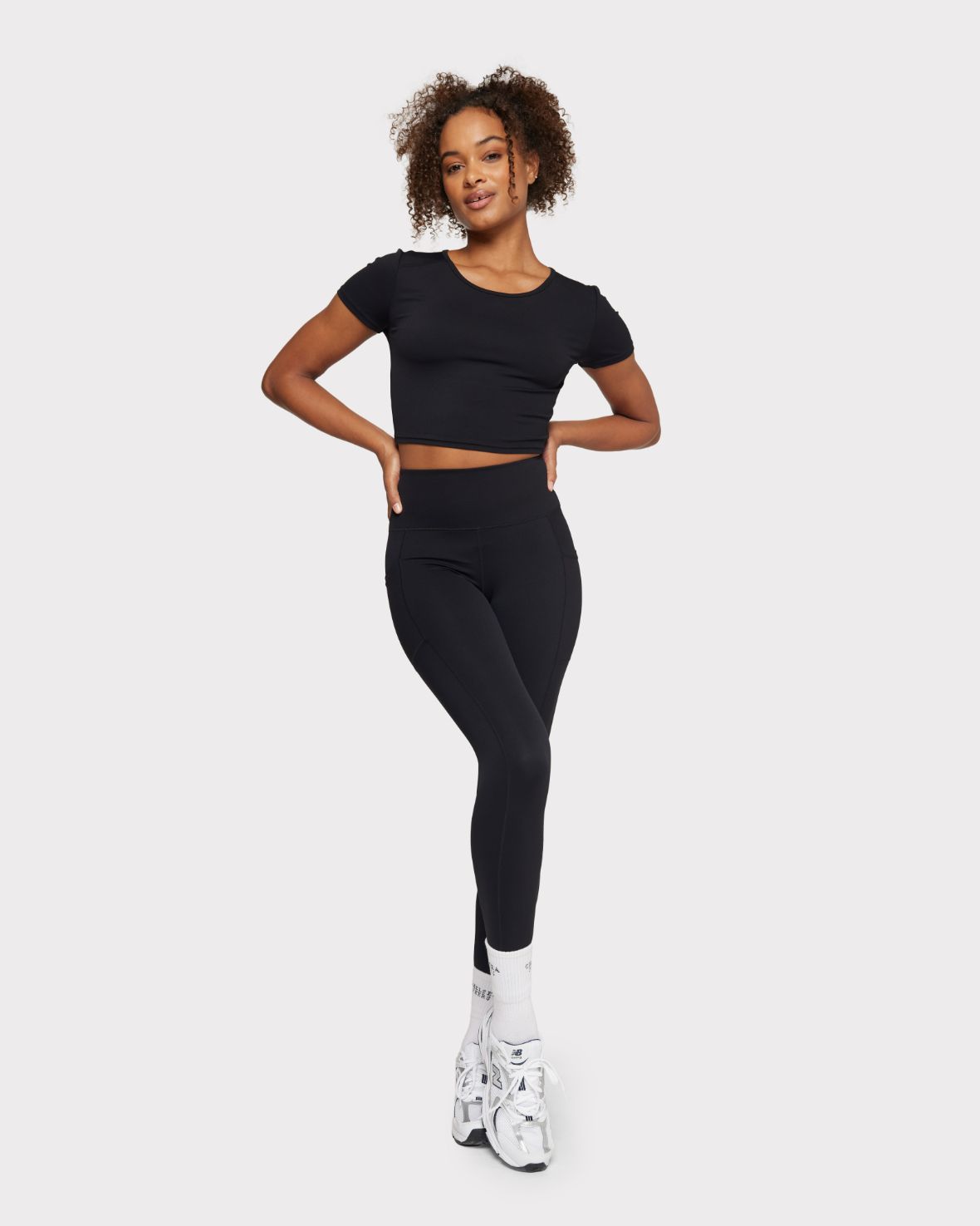 Soft + Stretch Crewneck Crop Top - Black