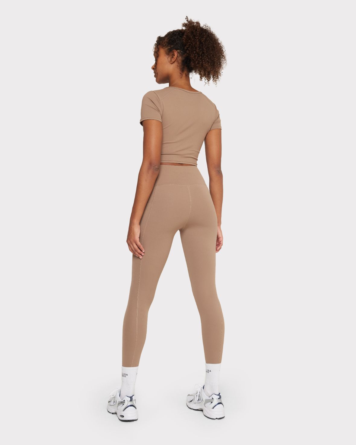 Soft + Stretch Crewneck Crop Top - Mocha