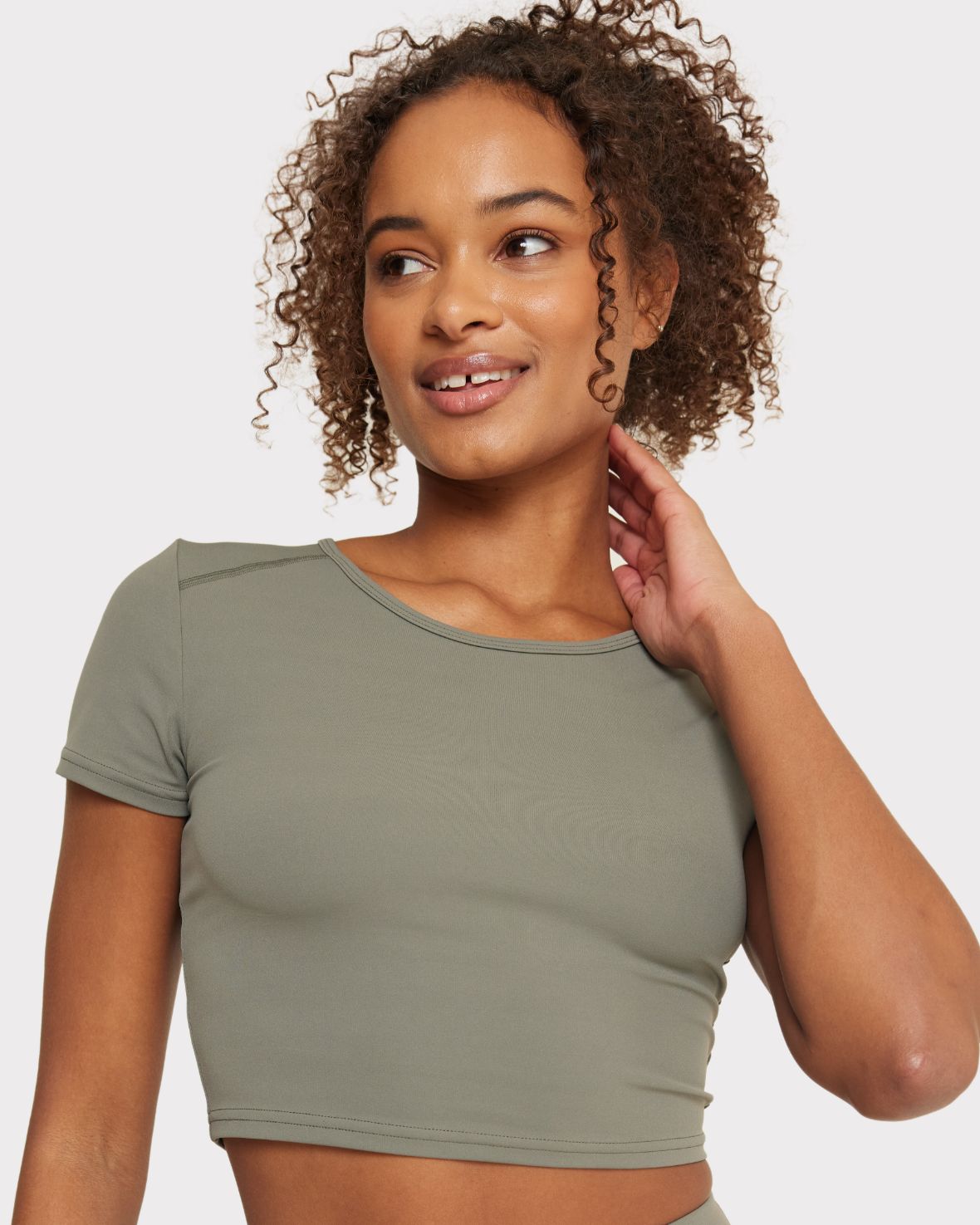 Soft + Stretch Crewneck Crop Top - Sage