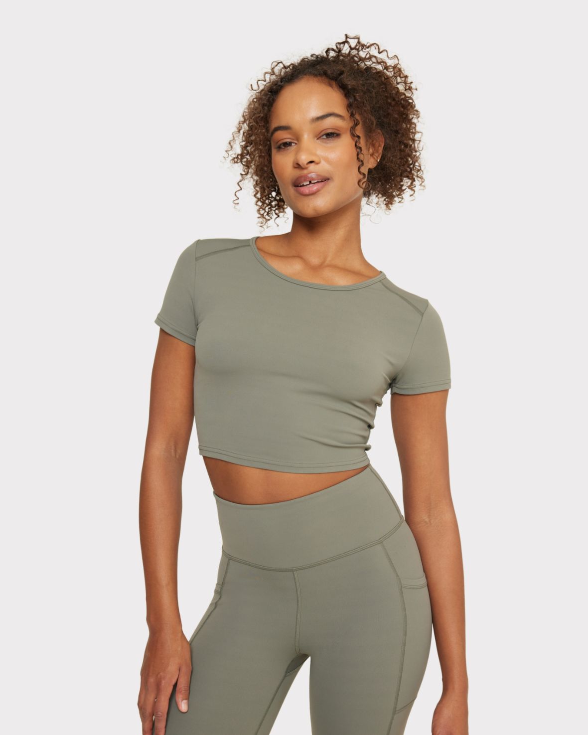 Soft + Stretch Crewneck Crop Top - Sage