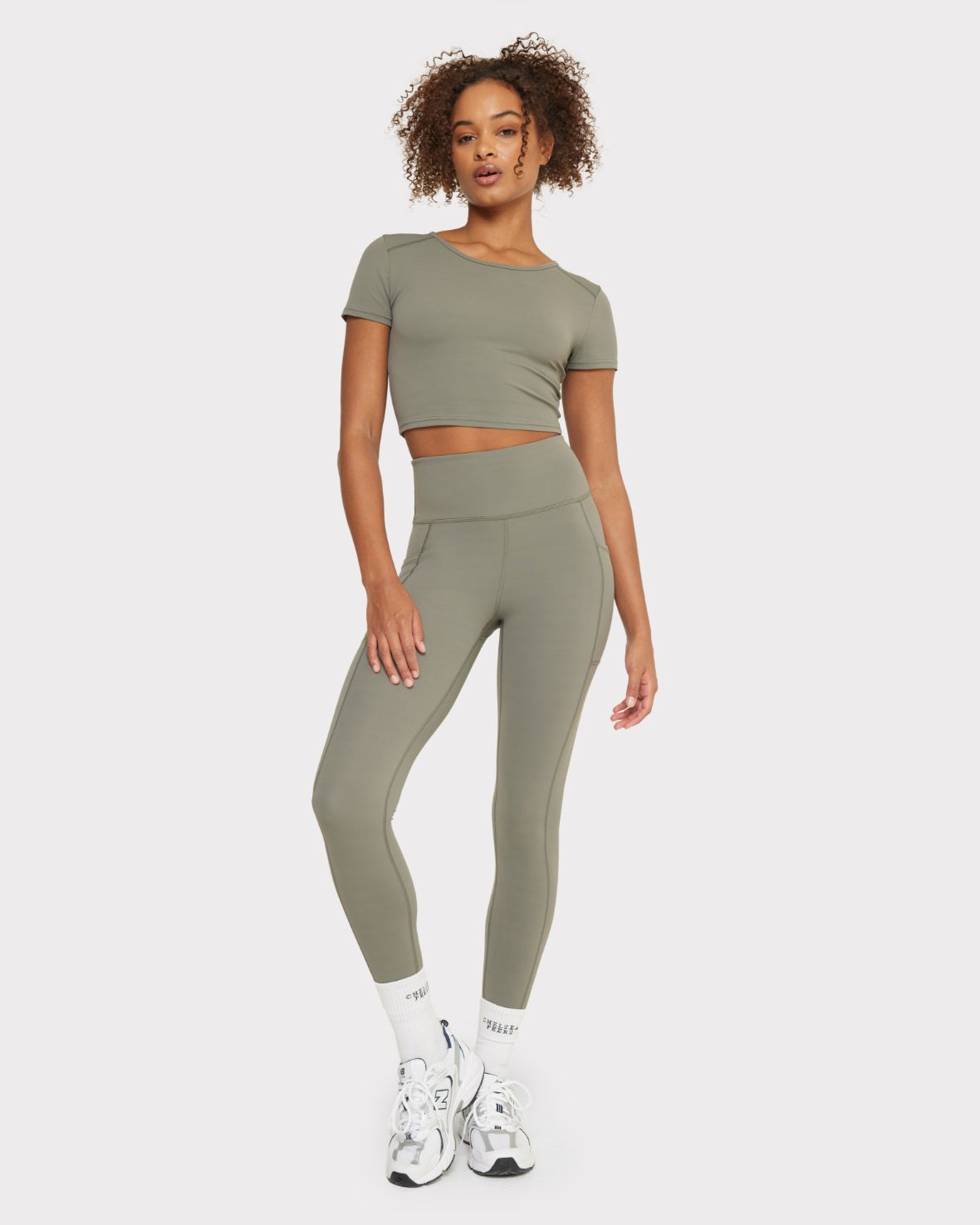 Soft + Stretch Crewneck Crop Top - Sage