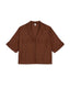 Linen-Blend Short Sleeve Shirt - Brown