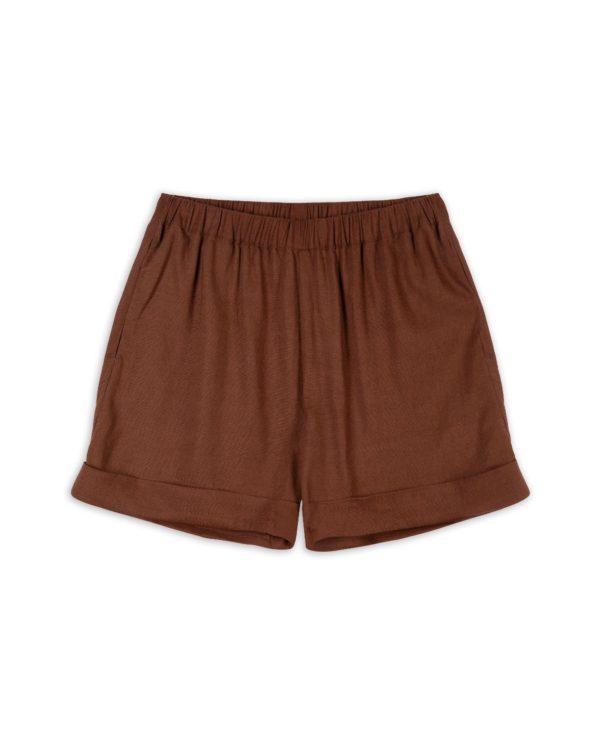 Linen-Blend Shorts - Brown