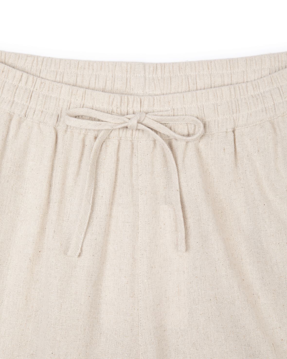 Linen-Blend Wide Leg Trousers - Natural