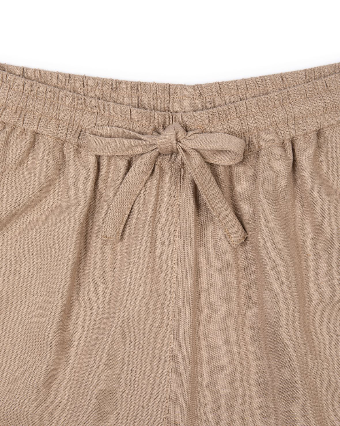 Linen-Blend Wide Leg Trousers - Beige