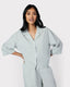 Poplin Micro Stripe Short Sleeve Pyjama Set - Sage & White