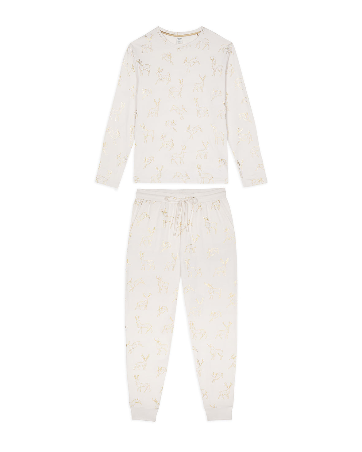 Gold Foil Deer Long Pyjama Set