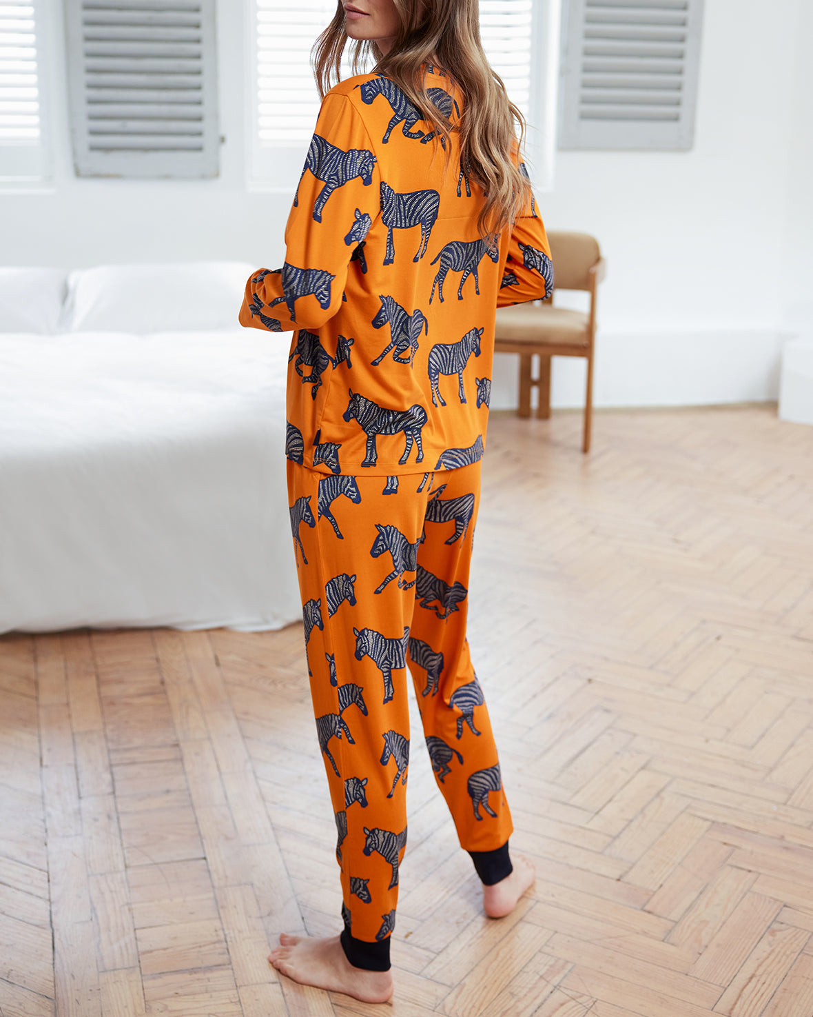 Zebra Print Long Pyjama Set - Orange