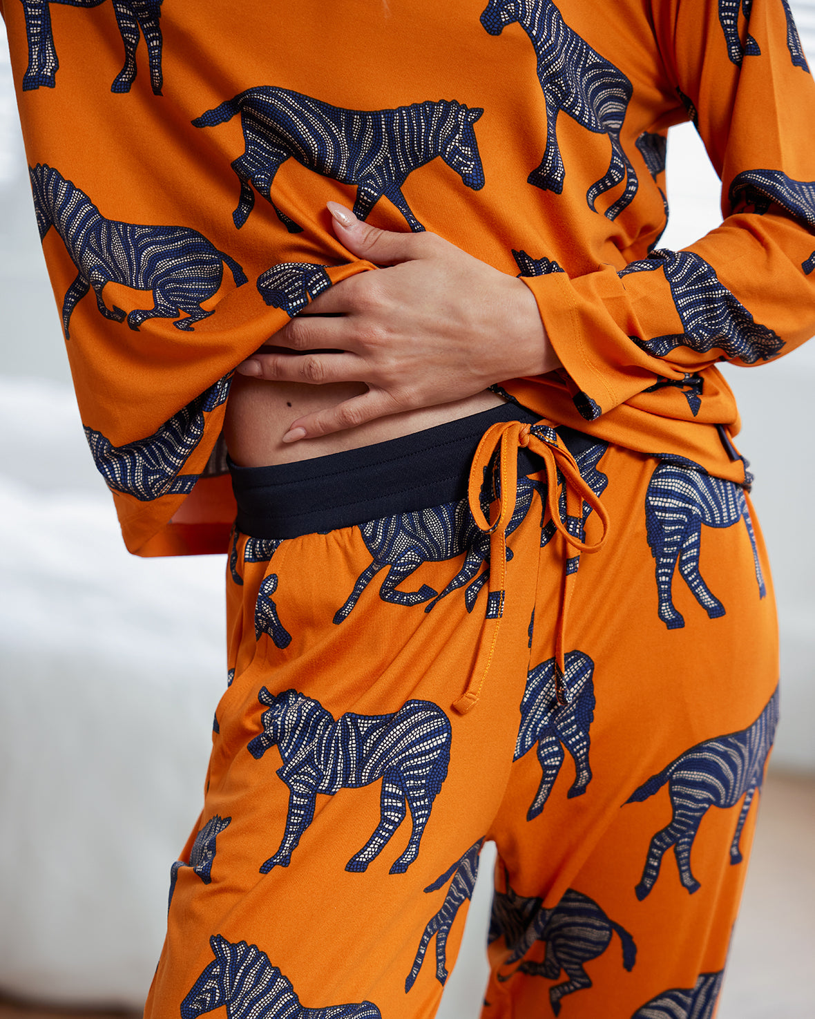 Zebra Print Long Pyjama Set - Orange