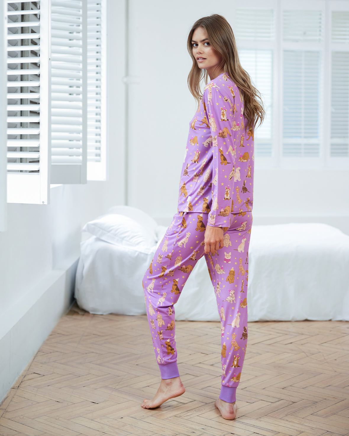 Party Dogs Print Long Pyjama Set