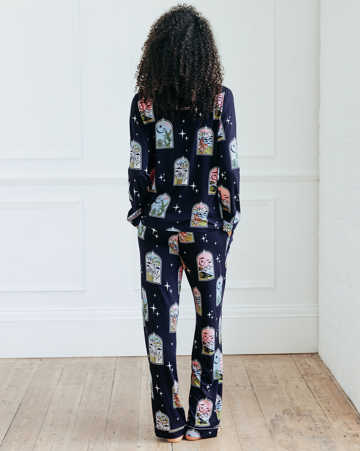 Dream Traveller Print Button Up Long Pyjama Set