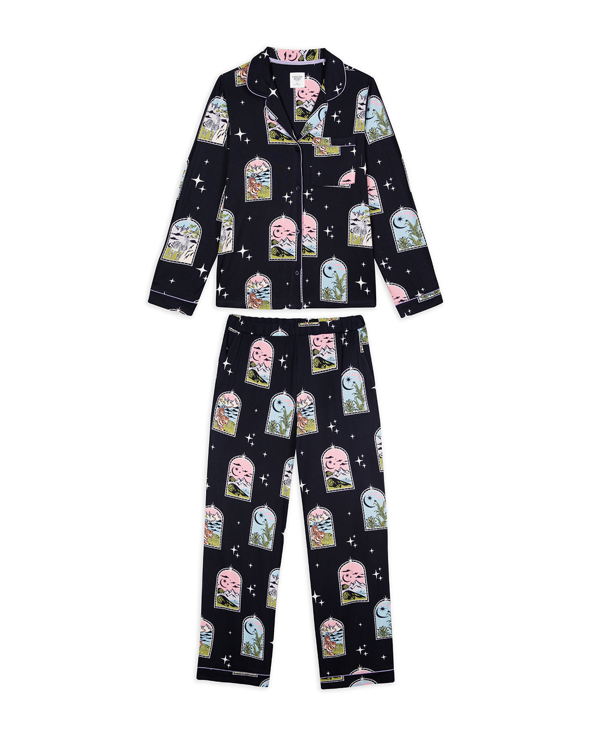 Dream Traveller Print Button Up Long Pyjama Set