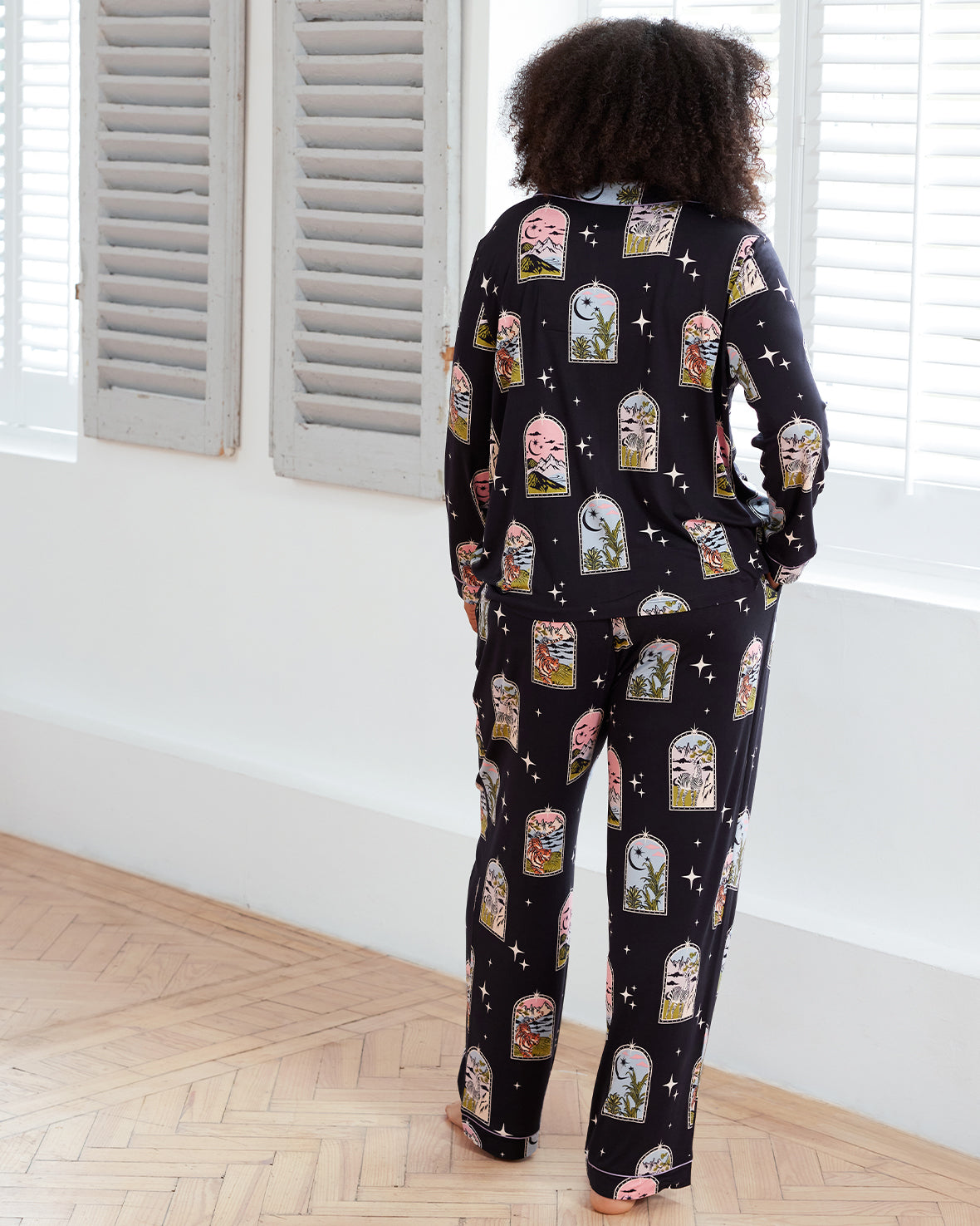 Dream Traveler Print Button Up Long Pyjama Set