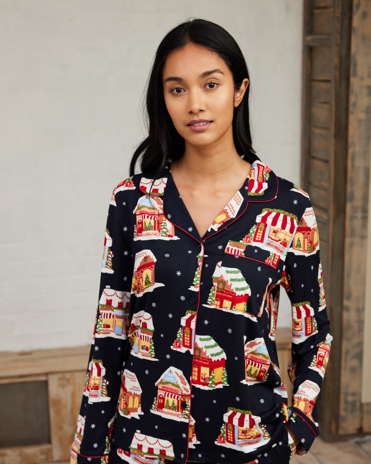 Christmas Toy Shop Print Long Pyjama Set