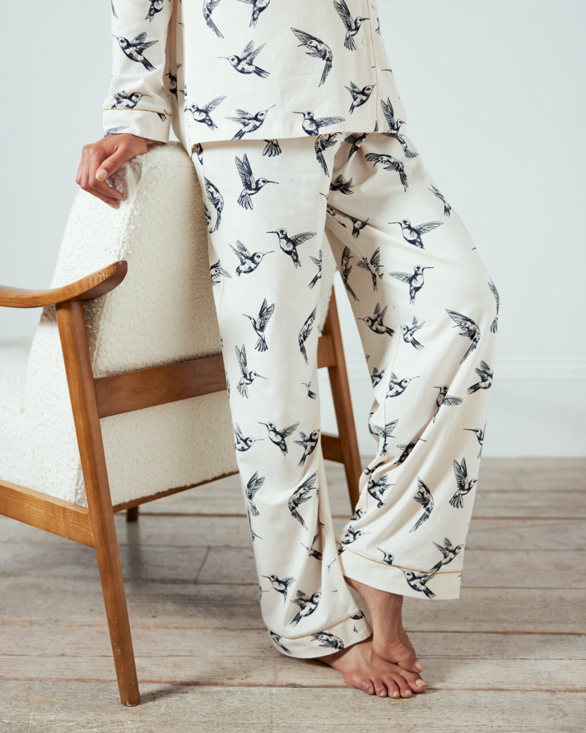 Maternity Organic Cotton Hummingbird Print Long Pyjama Set