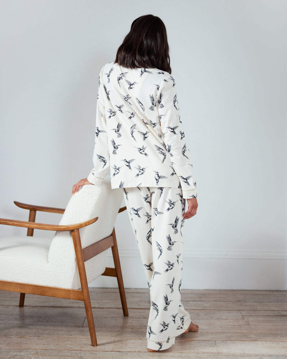 Maternity Organic Cotton Hummingbird Print Long Pyjama Set