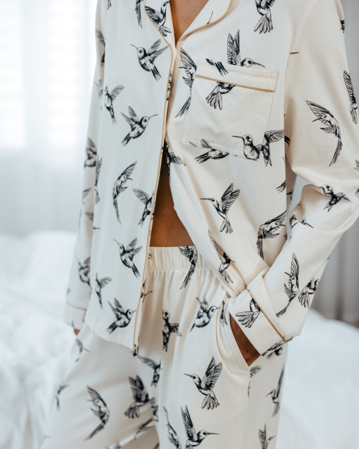 Organic Cotton Hummingbird Print Long Pyjama Set