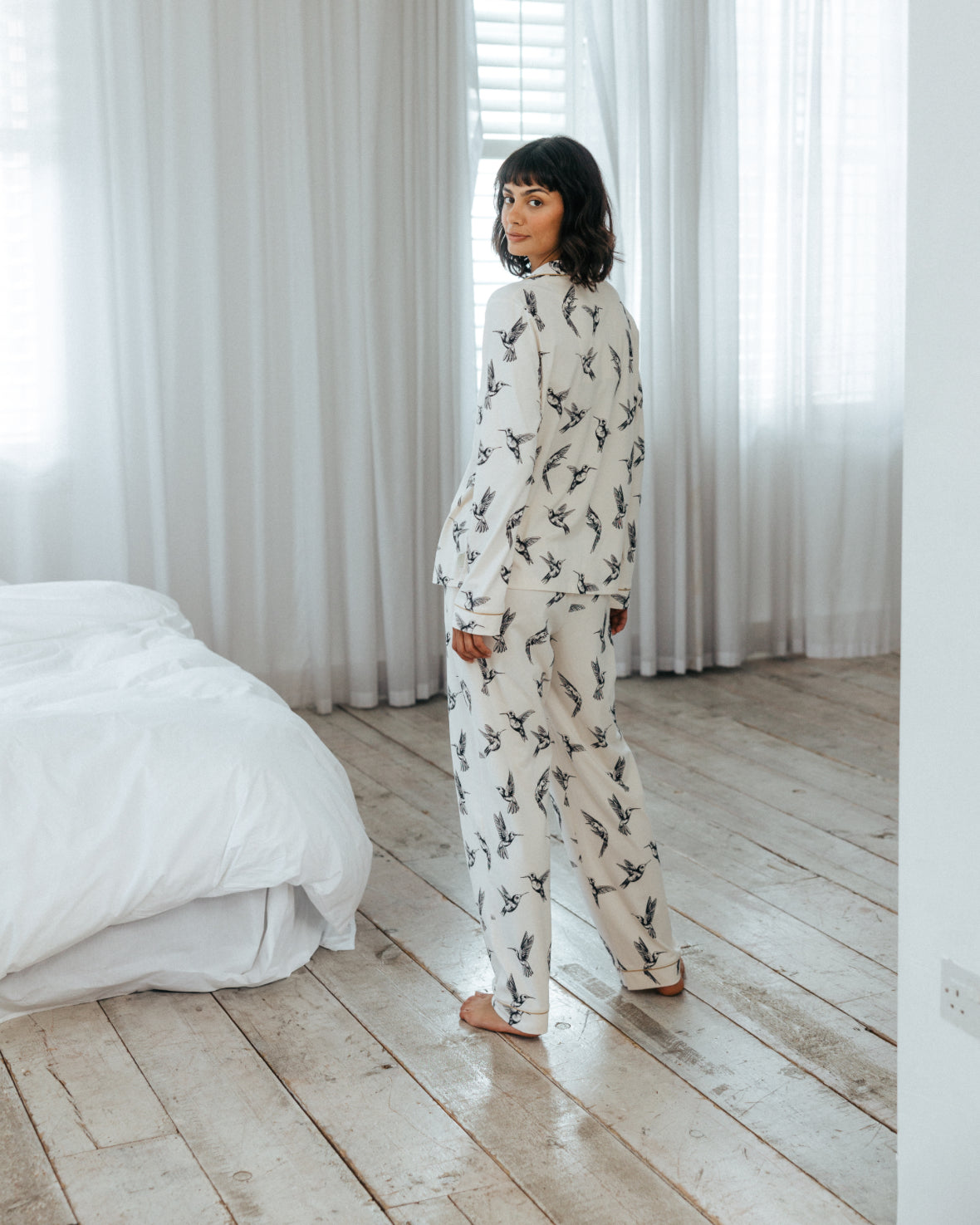 Organic Cotton Hummingbird Print Long Pyjama Set