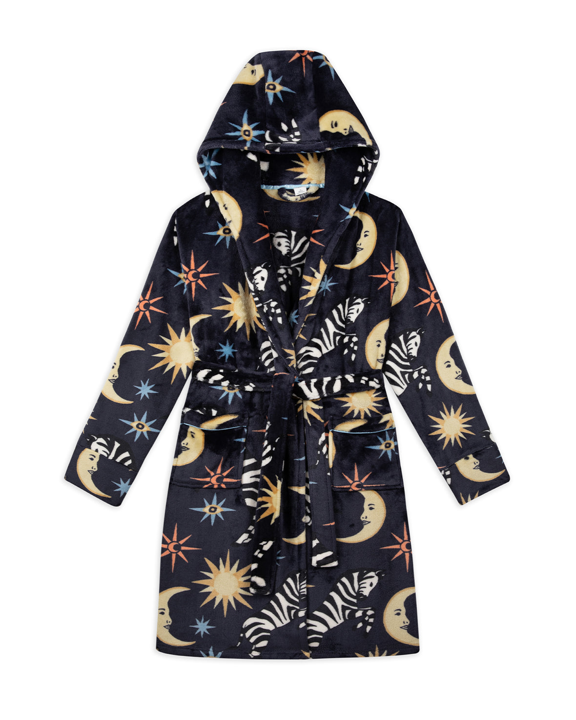 Fleece Celestial Zebra Print Dressing Gown