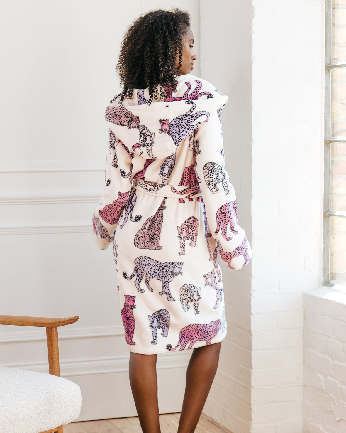 Fleece Leopard Print Dressing Gown